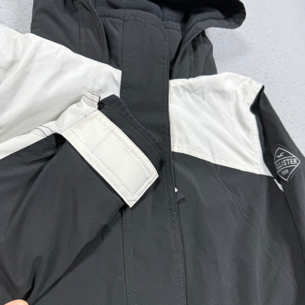 Hollister All-Weather Collection Hooded Jacket Black White Colorblock Womens XS